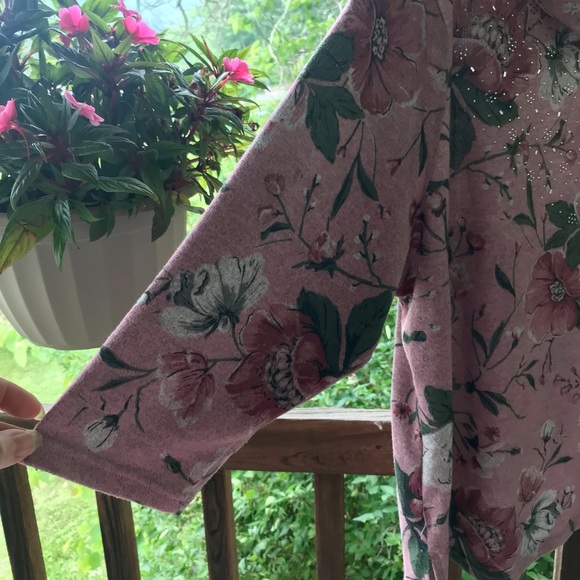 2 for $10.00! Mauve Heathered Floral Top/Cowl neck and Gems Sparkle - Picture 3 of 8